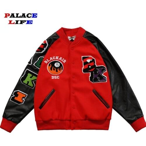 Hip Hop Mens Varsity Jackets Furry Letter Billiards Patchwork Bomber Jackets Unisex Streetwear Hight Street Baseball Coats 2021