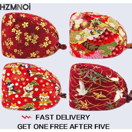 New Floral Printing Surgical Caps Woman Nurse Cap Surgeon Surgery Cap Dentist Cap Kitchen Laboratory Beauty Salon Scrub Cap