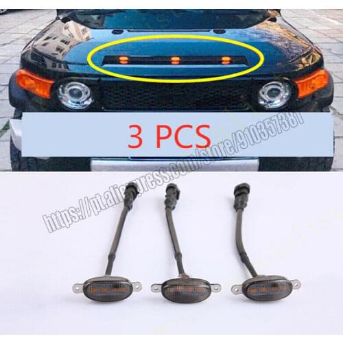 NEW For Toyota FJ Cruiser 2007-2020 LED Smoky Grille Light Kit W/ Wire Speed Trim 3PCS car accessories