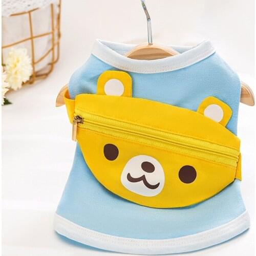 Pet Clothes Spring And Summer Cat Cute Zipper Bear Satchel Vest Teddy/Pomeranian Puppy Dog Clothing