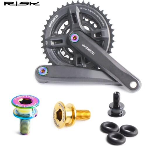 RISK 2pc Bottom Bracket Screws M8x15mm Square Hole Titanium MTB Bike Bottom Bracket Bolt Waterproof Bicycle Crank Fixed Screw