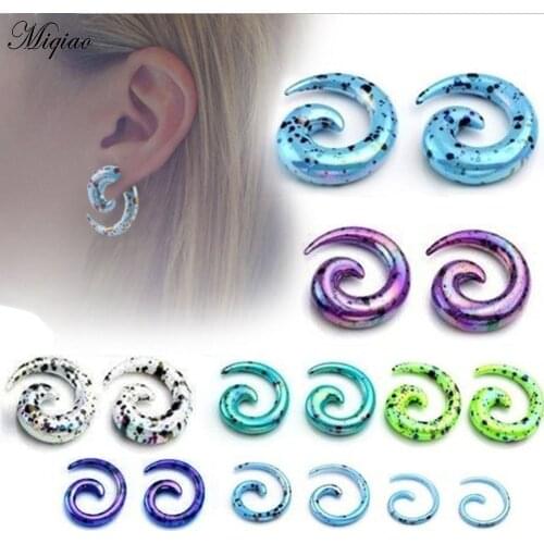 Miqiao 1pcs 2-12mm Acrylic Spiral Ear Gauges Expander Piercings Plugs and Tunnel Body Piercing Jewelry