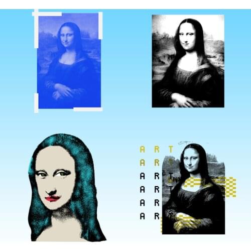 Popular Trending Famous Painting Mona Lisa Pattern On Clothes Applique Decor Heat Transfer PVC Patch Stickers on Clothes
