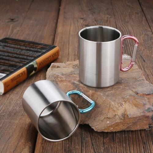 360ml Portable Outdoor Stainless Steel Water Cup Coffee Tea Mug with Handle Outdoor Camping Mug Cup Travel Tumbler Mug