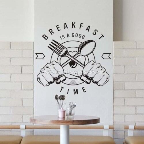 Restaurant Decor Breakfast Is A Good Time Vinyl Wall Decal Kitchen Dining Room Sticker Bar Drink Art Sticker