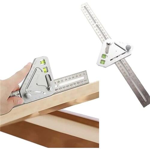 Revolutionary Carpentry Ruler Angle Ruler Multifunctional Woodworking Triangle Level T Ruler with 2 Bubbles Measuring Tool