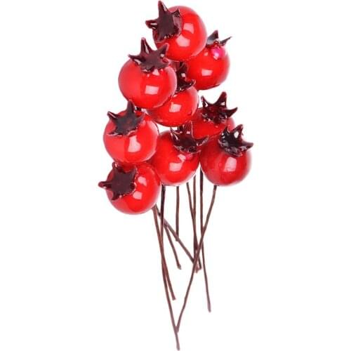 Christmas Imitation Berry Red Fruit Home Decoration Accessories Berries Fruits Bright Colors Wreath Matching Flower Wall