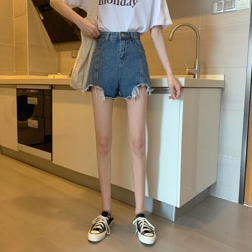 Shorts Women Sexy Fashion Summer High Waist Denim Wide Leg Streetwear Korean Style Loose Chic Tassel Female New 2021 Y737