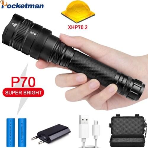 XHP70 LED Flashlight 60000LM Super Powerful Torch XHP70 XHP50 Zoom Flashlight Waterproof for Outdoor Camping with 18650 Battery