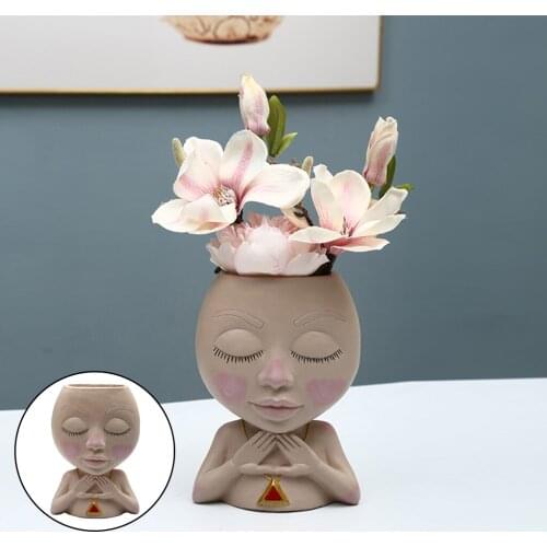 Creative Resin Planter Statue Sculpture Cactus Flower Pot Desktop Decor