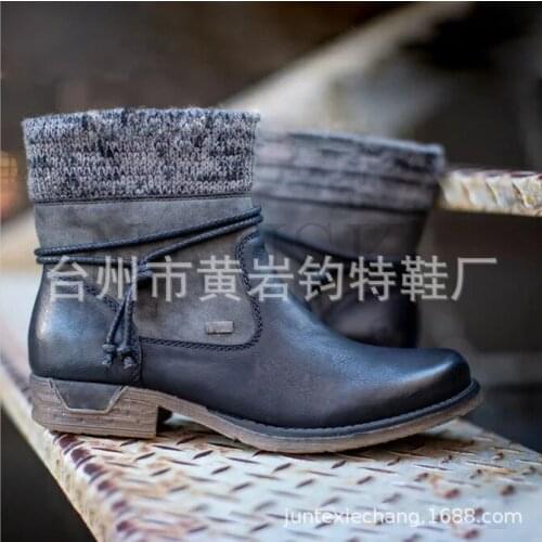 Explosive plus size short tube Martin boots women 2020 new thick heel side zipper wool boots