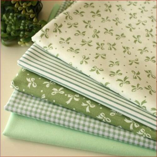 Green Fabric Group Pre-Cut Twill Cotton Quality Quilt Fabric Quarter Tissue Bundle Sewing Handmade Textile Cloth 5piece 50x160cm