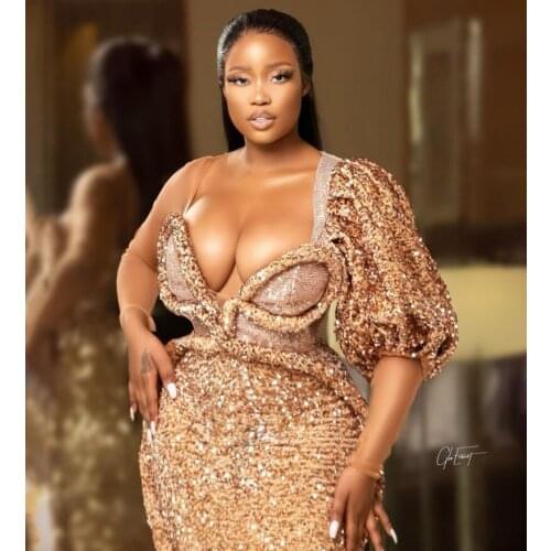 Formal Aso Ebi Plus Size Evening Dresses Sequin Sweetheart Ankle Length Prom Gowns for Women Party Wear robe de soirée 2021