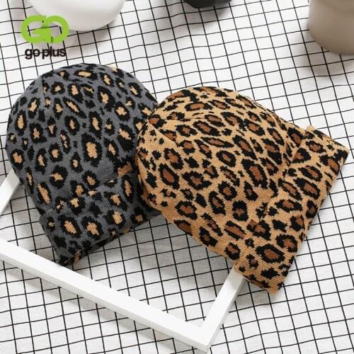 GOPLUS Winter Black Pink Leopard Winter Knitted Hats Womans Chapeau Femme Boinas Para Mujer Sombreros De Mujer