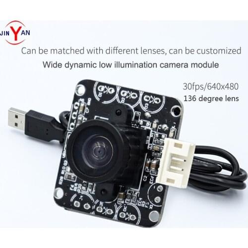0.3MP wide dynamic low noise Undistorted USB camera module OV7740 Backlit Wide Angle lens