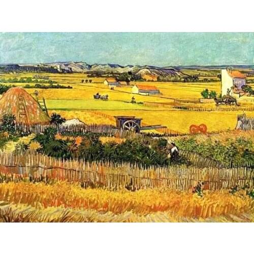 1pc Rural scenery Oil Painting Design 20x25cm Cotton Canvas Fabric For Sewing Decoration Positioning Cloth Design Print Fabric