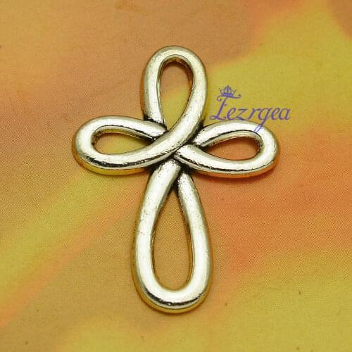 10pcs/lot--37x28mm, Antique silver plated Knot Cross charms ,DIY supplies, Jewelry accessories