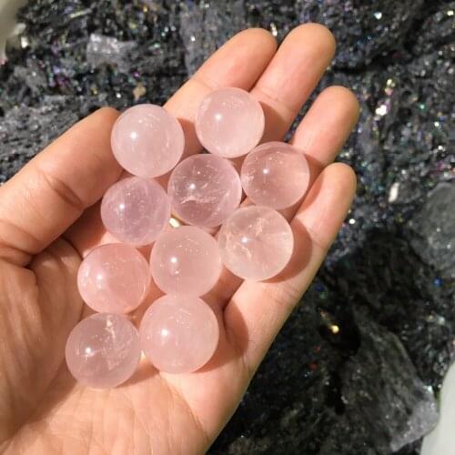 10pcs cute small size nice natural pink rose quartz crystal ball reiki healing crystals love energy stone sphere wholesale