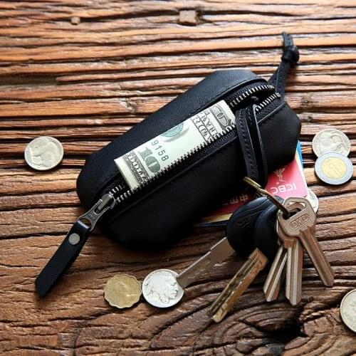 100% Genuine Leather Key Wallet For Men Male Vintage Car Key Holder Money Bag Card Case Coin Purse Housekeeper Organizer Pouch