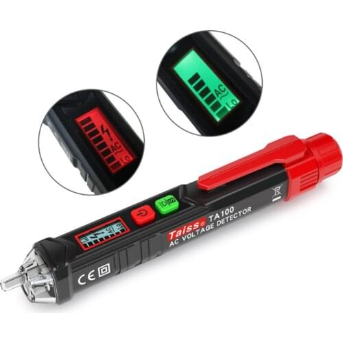 12V-1000V Voltage Detector Pen with Alarm Mode & Live/Null Wire Judgment, LED Flashlight Beeper Multi-sensor TA-100
