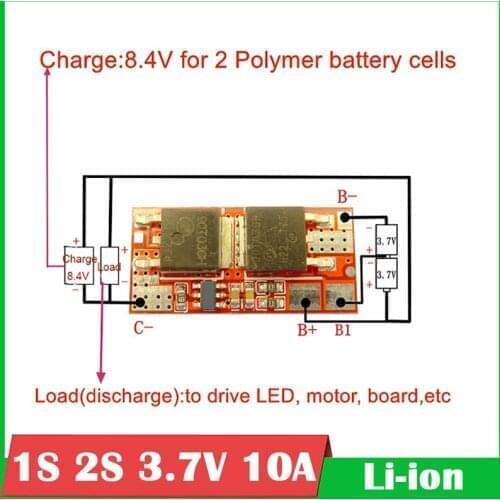 1S 2S 10A 3.7V 7.2V BMS Li-ion Lipo lithium Battery Protection Board 18650 Cells Charger Charging Module for electrical tools