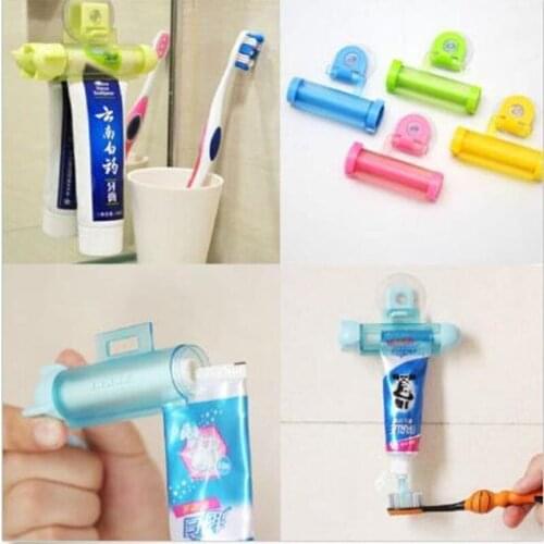 2Pack Toothpaste Tube Squeezer Plastic Rolling Facial Cleanser Toothpaste Dispenser With Sucker Home Bathroom Accessories Random