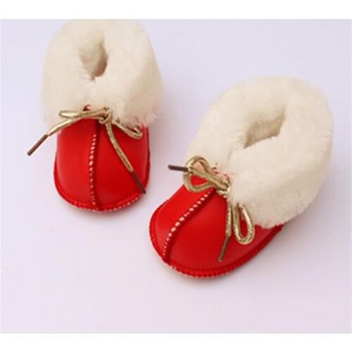2017 Winter Thicken Fur Genuine Leather Baby Girls Pink Snow Boots boy Infant Kids Toddler Shoes First Walkers Childrens shoes