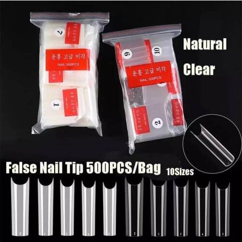 500Pcs/Bag Extra Long Square False Nail Tips C Curved Straight Nails Manicure Nail Tools Artificial Acrylic Fake Nails Tips