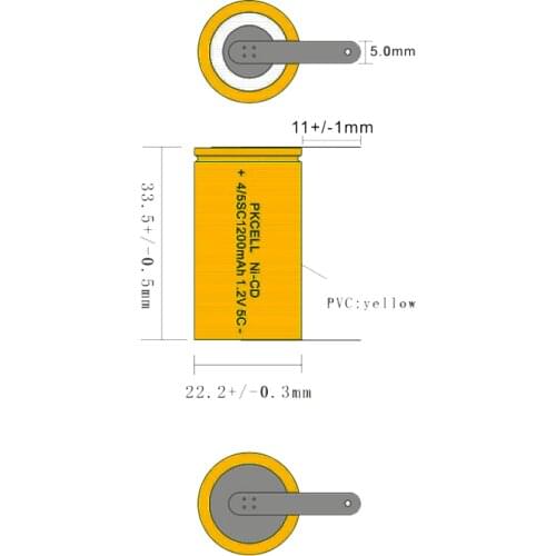 12Pcs PKCELL 1200mah Sub C SC 4/5sc 1.2V nicd Rechargeable Battery Flat Top With Tabs For Shaves And Emergency Lighting Radios