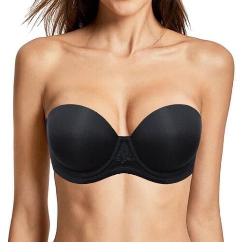 YANDW Push Up Strapless Invisible Solid Silicone Multiway Bras For Women Removable Anti-slip Straps Halter Plus Size EU US UK CA