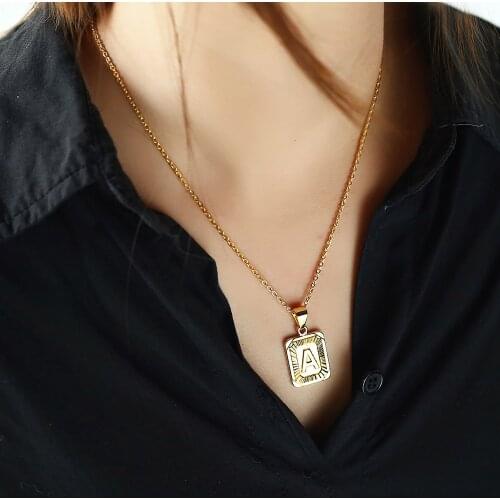 Pendant Necklace for Men Women 26 A-Z Letter 2mm Stainless Steel Link Chain 18inch extension Jewelry Gift Dropshipping GP62AA