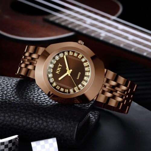 2021New Coffee Colour Luxury Quartz Men & Women Watches Waterproof Full Steel Fashion Couple Wristwatches Male & Female Clock