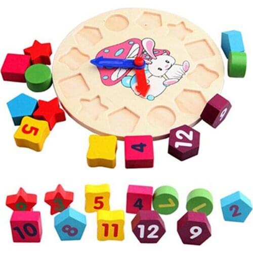 Baby Promotion Wooden Clock 12 Number Colorful Puzzle Toy Educational Bricks