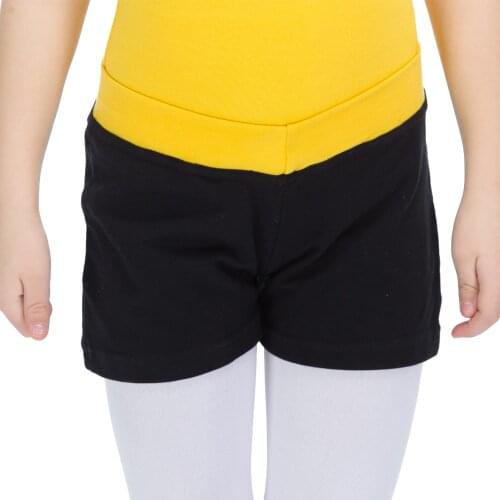 Kids Ballet Dance Shorts ONLY Contrast V Band Black Cotton/Lycra Girls Modern Dancing Hot Shorts