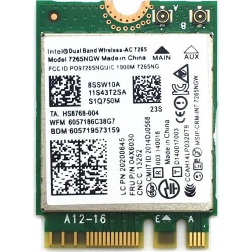 Dual Band Intel 7265 7265ngw Wireless 802.11ac 867Mbps NGFF Bluetooth-compatible 4.0 card 04x6030 E450 W550 T550 X250 T450