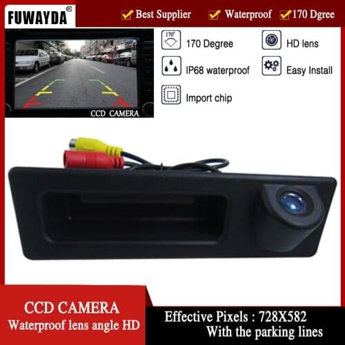 FUWAYDA Night Vision 170''Wide view Angle Car Accessories HD Handle CCD Car RearView Reverse Camera for BMW F10 F11 F25 F30 BMW5