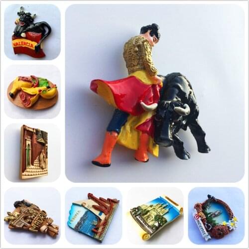 Spain 3D Fridge Magnets Tourism Souvenir Refrigerator Magnetic Sticker Collection Handicraft Gift