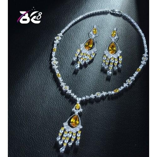 Be 8 Beautiful Sparkling Cubic Zirconia African Beads Jewelry Sets for Women Bridal Gift Earring Necklace Bijoux Femme S347