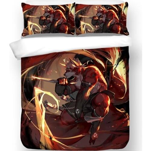 3D Cartoon Bedding Set Nude Anime Furry Fandom Adult Kids Fox Duvet Cover With Pillowcase Twin Full Queen Size 2/3PCS Bedclothes