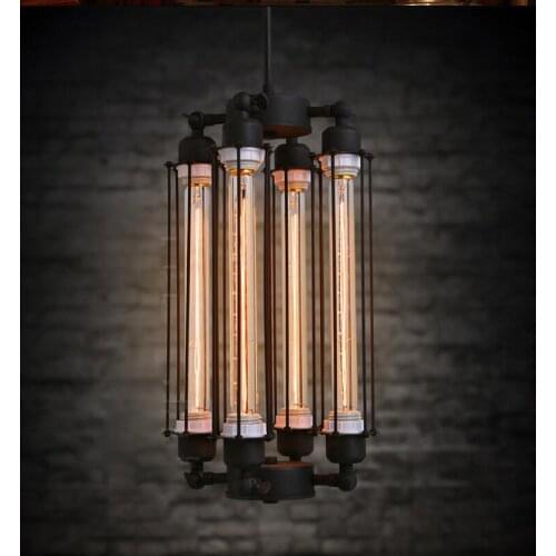 American retro industrial style creative restaurant bar club cafe single-headed multi-headed loft iron flute chandelier