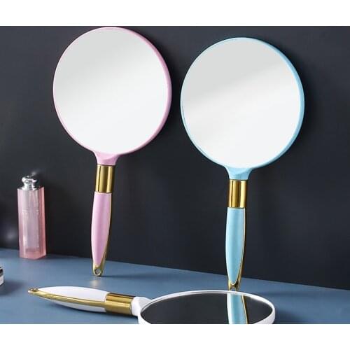 Round / Square Makeup Hand Mirror with Handle European Style Retro Beauty Mirror Portable Small Vintage Cosmetic Mirror