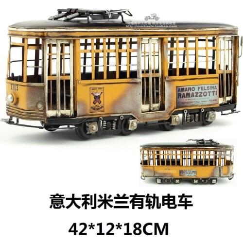 Hot Classic Style Retro Italy Milan City Tramcar Model Creative Mini Iron Tramcar Best Gift Home Bar Decoration