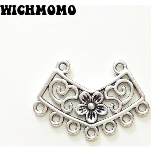 New Fashion 10pieces/bag 27mm Zinc Alloy Flowers Porous Connector Charms Linker for DIY Necklace Jewelry Accessories