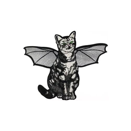 Cat with Wing Patch Embroidered Patches Sew on Patches for Clothes stickers applique fabric applications 2018 Decoration 2pcs