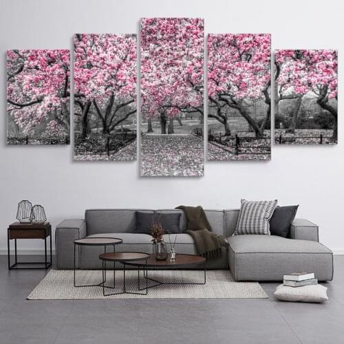 5 Pieces of Magnolia Living Room Bedroom Poster Home Decoration Background Wall Frameless Printing Canvas Hanging Painting Core