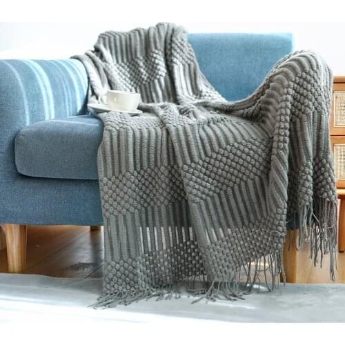 Nordic Style Sofa Blanket Cover Blanket Office Shawl Knitted Leisure Air Conditioning Blanket for Bed Bedspread