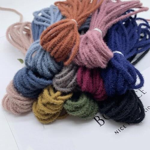 XUNZHE 5m*2mm Colorful Woolen Cloth High Elastic Rubber Band Cute Hair Rope Headdress DIY Craft Supplies Made Sewing Accessories