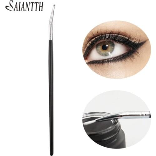 Saiantth Bent Metal Eyeliner Brush Long Wood Makeup Brushes Professional Eye Cosmetic Tool Wool Fiber Make up maquiagem pincel