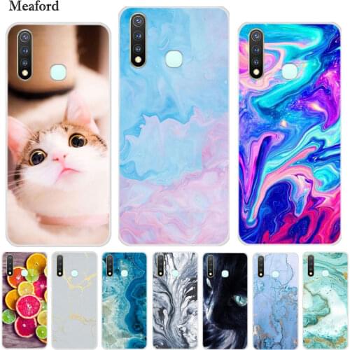 Silicone Case on For Vivo Y19 Case Marble Cat Soft TPU Back Cover For Vivo 1915 Case Bumper For Vivo1915 VivoY19 Y 19 Phone Case
