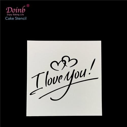 Valentine I Love You Text Plastic Spray Flower Cake Mold Strew Pad Stencil Duster Cupcake Fondant Baking Tool Moulds FQ4091